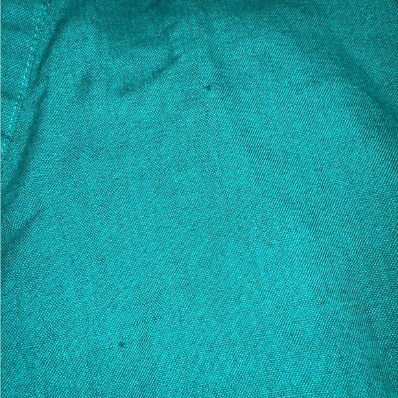 Urban Outfitters Teal/Green Cotton & Linen Blend Cropped Wrap Blouse size L - Picture 5 of 6